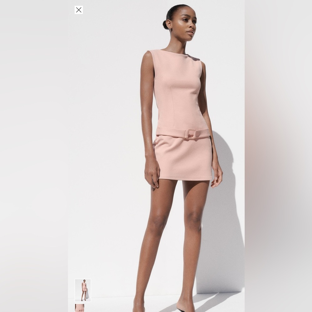 Elegant Pink Sleeveless Mini Dress